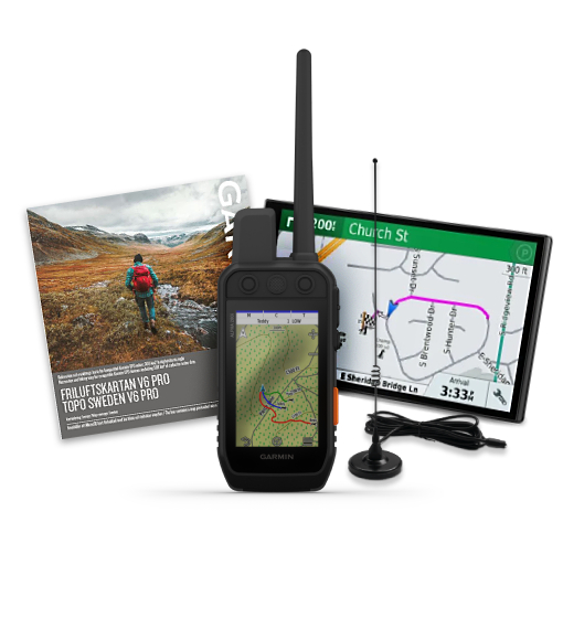 Garmin Alpha 200i-paket med DriveTrack 71, friluftskarta och takantenn