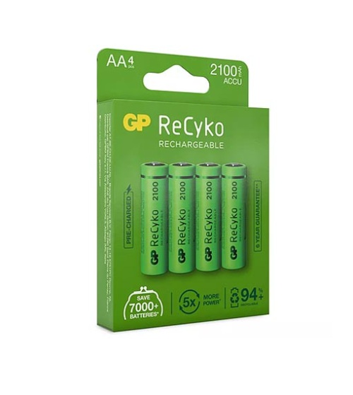 GP Batterier ReCyko Uppladdningsbara AA 2100mAh (4st)