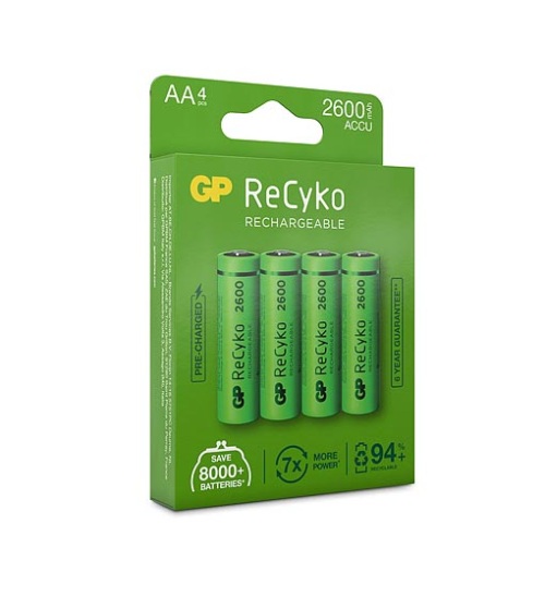 GP Batterier ReCyko Uppladdningsbara AA 2600mAh (4st)